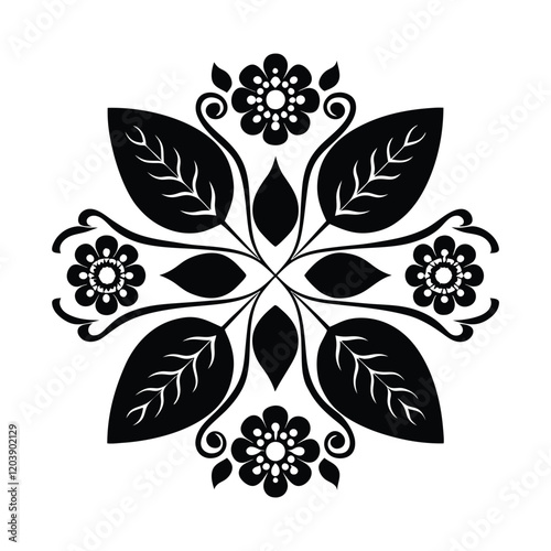black and white floral elements