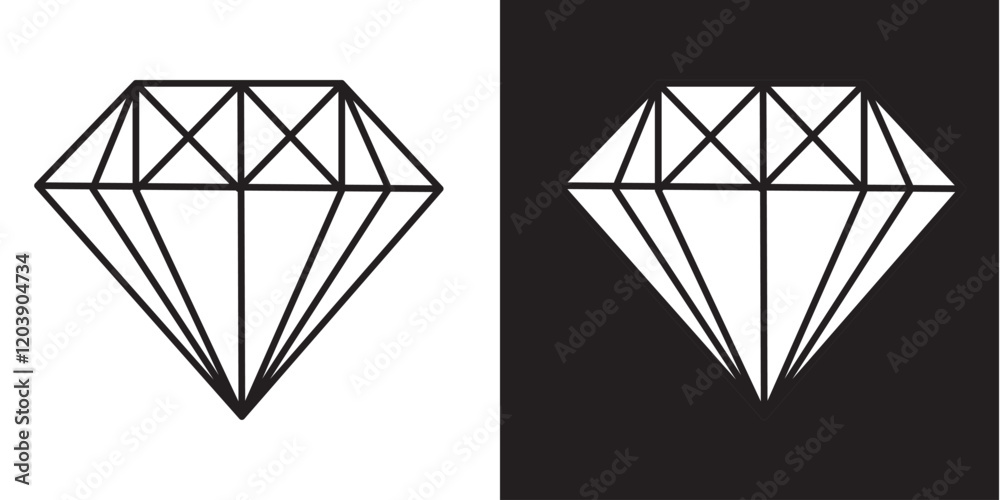 Diamond icon vector. Diamond line icon. Gemstone symbol Diamond icon vector. Diamond line icon. Gemstone symbol