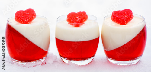 Panna cotta in snow - winter dessert for Valentine Day 