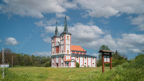 Czech church in Podlazice willage near Chrudim city photo