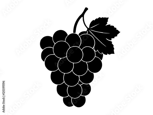 Hand-Drawn Bunch of Grapes, Grape Cluster Graphic, Tasty Fruit Art