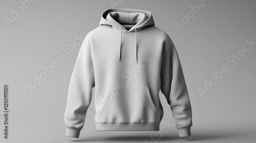 Classic Hoodie Front View Mockup on Gray Background