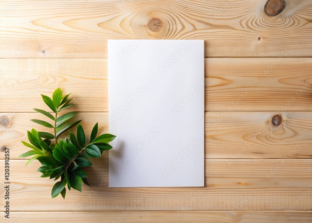 One Sheet Template Mockup: Modern Minimalist Design on Wooden Desk One Sheet Template Mockup: Modern Minimalist Design on Wooden Desk