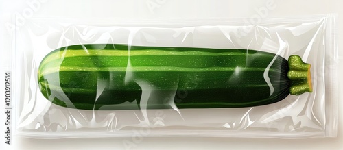 Single Green Zucchini in Clear Plastic Packaging