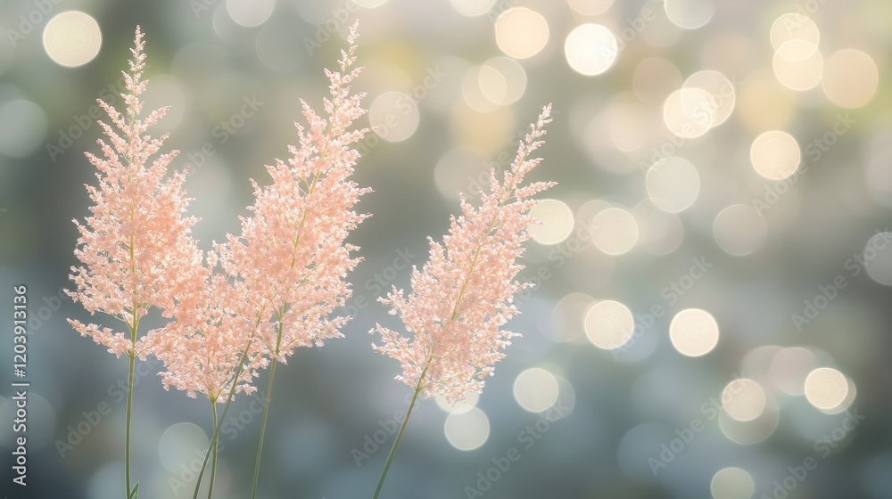 Serene Pink Flowers in a Dreamy Bokeh Setting Serene Pink Flowers in a Dreamy Bokeh Setting