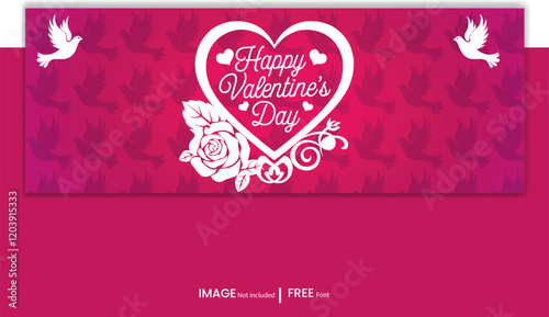 Happy Valentines day with Heart  Background Design Template 