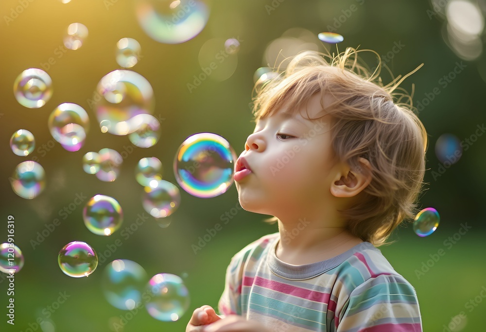 Bubbles Filled with Lush Nature Blown by Child Bubbles Filled with Lush Nature Blown by Child