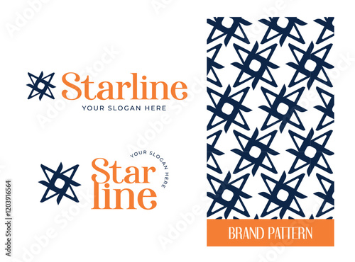 Modern star logo design with brand pattern