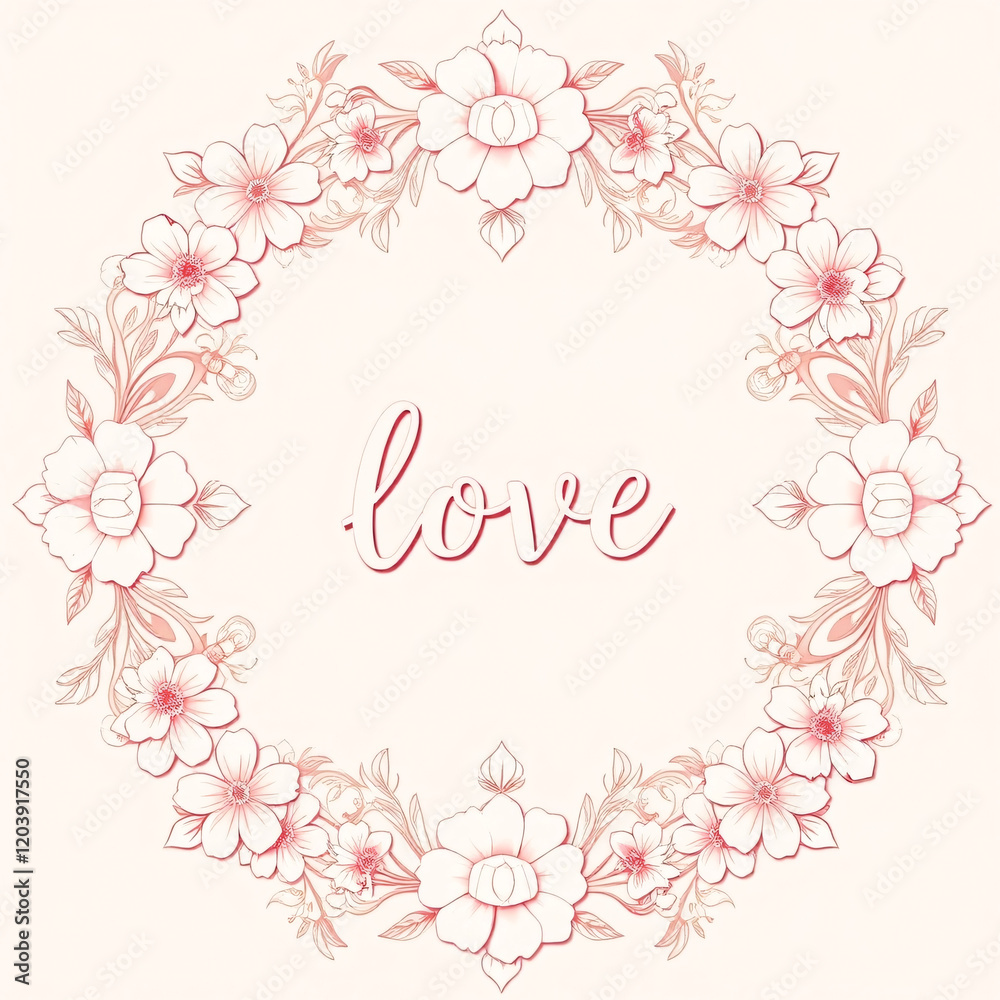 All around, a floral decorative pattern in white and pastel pink tones, symmetrical and harmonious, with a soft background in gradient colors between beige and light pink. All around, a floral decorative pattern in white and pastel pink tones, symmetrical and harmonious, with a soft background in gradient colors between beige and light pink.