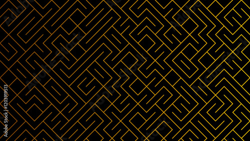 Yellow Modern Mazelike Tech Luxury Background Dark