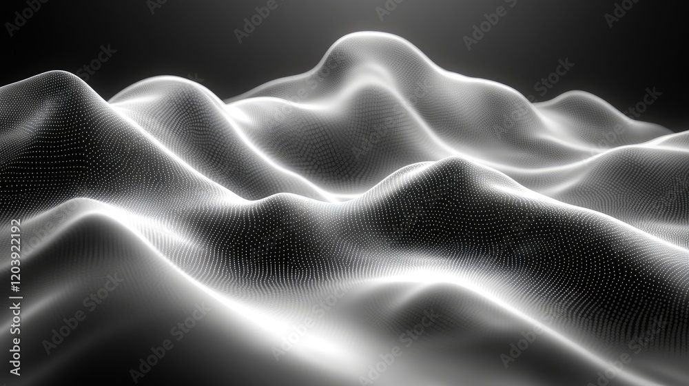 Abstract representation of flowing waves in monochrome, creating a serene and dynamic visual effect Abstract representation of flowing waves in monochrome, creating a serene and dynamic visual effect