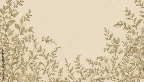 Hand-drawn leafy vines with gradients on a beige background