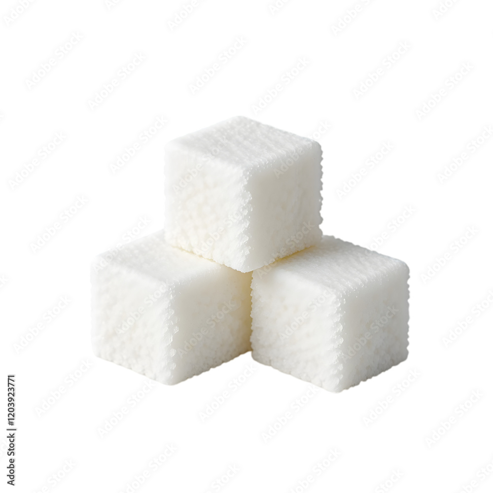 Cubes of sugar on white background