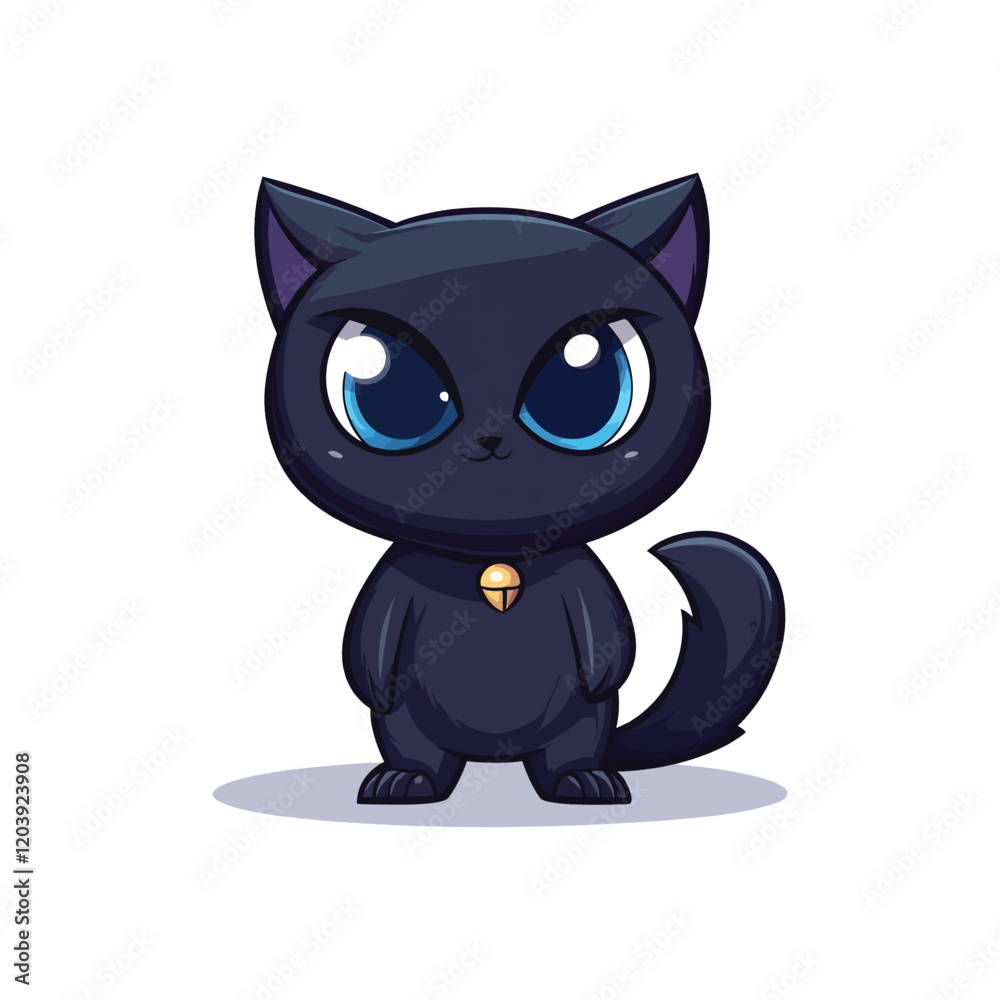 cute mascot black cat vector design