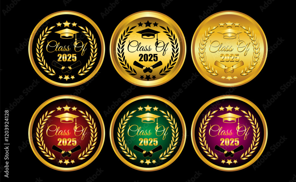 luxury golden set graduation class of 2025 symbol luxury golden set graduation class of 2025 symbol