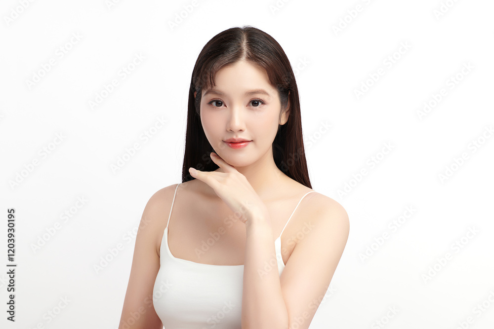 Beautiful young asian woman with clean fresh skin on white background, Face care, Facial treatment, Cosmetology, beauty and spa, Asian women portrait. Beautiful young asian woman with clean fresh skin on white background, Face care, Facial treatment, Cosmetology, beauty and spa, Asian women portrait.