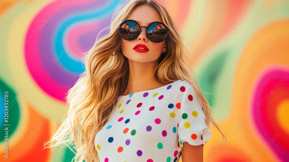 Vibrant model poses in colorful urban setting fashion photography outdoor bright colors artistic perspective Vibrant model poses in colorful urban setting fashion photography outdoor bright colors artistic perspective