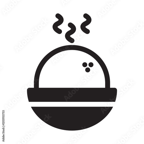 Icon of hot rice in a bowl, symbolizing a staple food in many cultures. Ideal for food apps, restaurant menus, and culinary designs. Clean, modern, and versatile vector style.