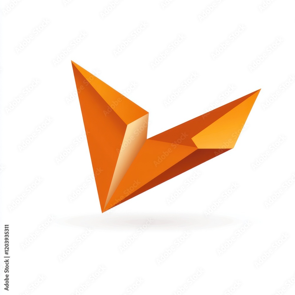 Abstract geometric logo design, orange V shape, modern graphic, background white