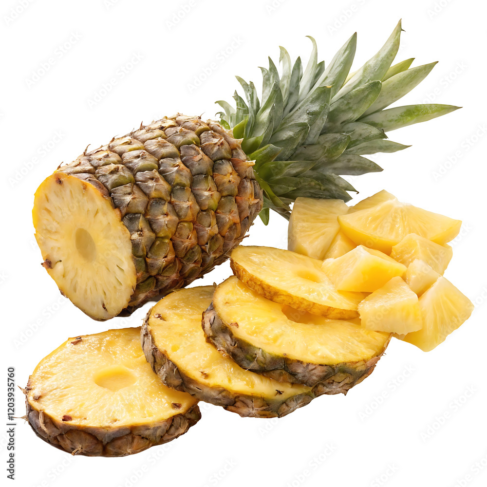 pineapple with slices isolated pineapple with slices isolated