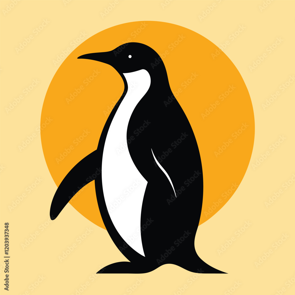 Fototapeta premium Penguin silhouette vector color art