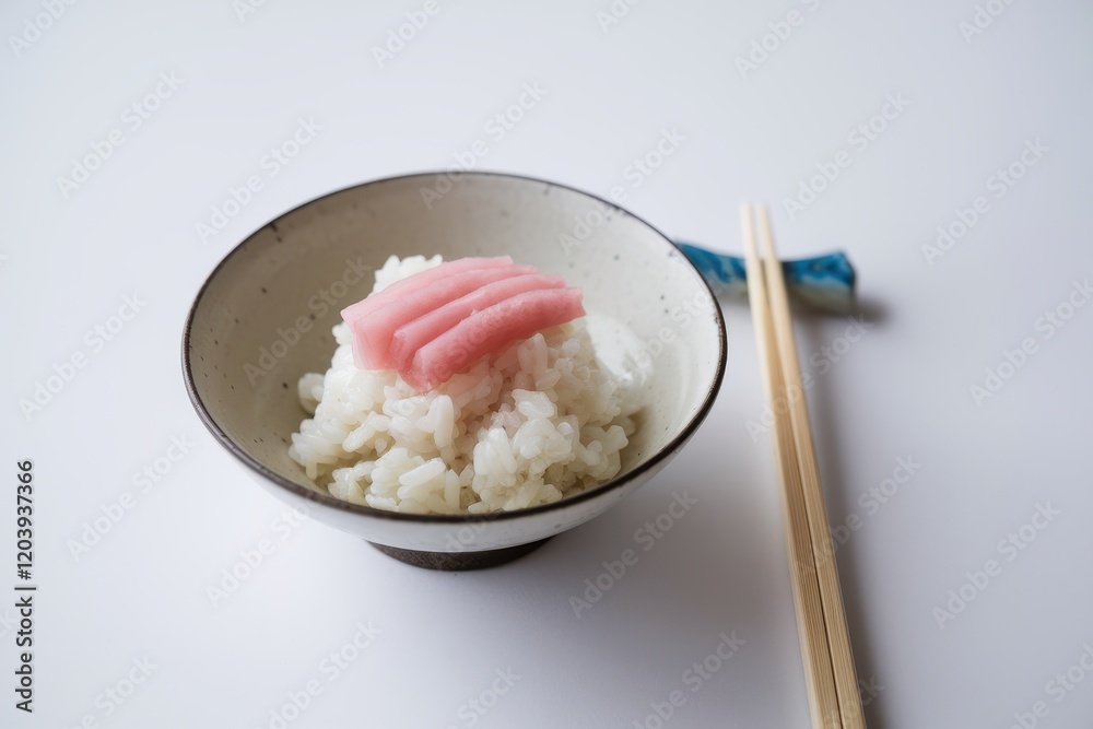 Simple Rice Bowl with Pickled Ginger Garnish Simple Rice Bowl with Pickled Ginger Garnish
