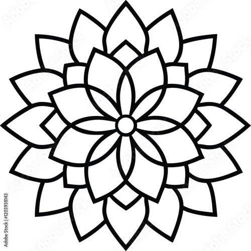 Abstract of a Traditional Mandala Art Vector Illustration in black and white to Color for children