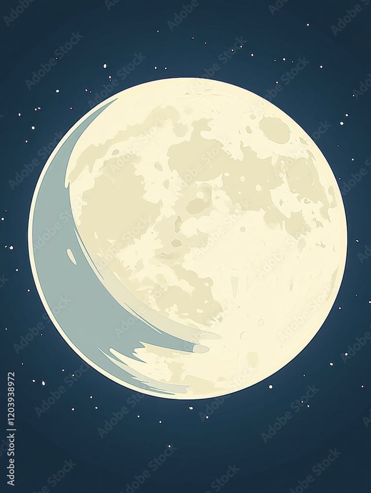 Fototapeta premium Full moon shining brightly over a dark starry sky at night, creating a serene and tranquil atmosphere for stargazing and reflection
