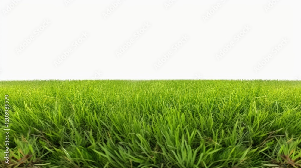 Fototapeta premium Vibrant Isolated Green Grass Field Against a Clear White Background Perfect for Nature and Agriculture Themes