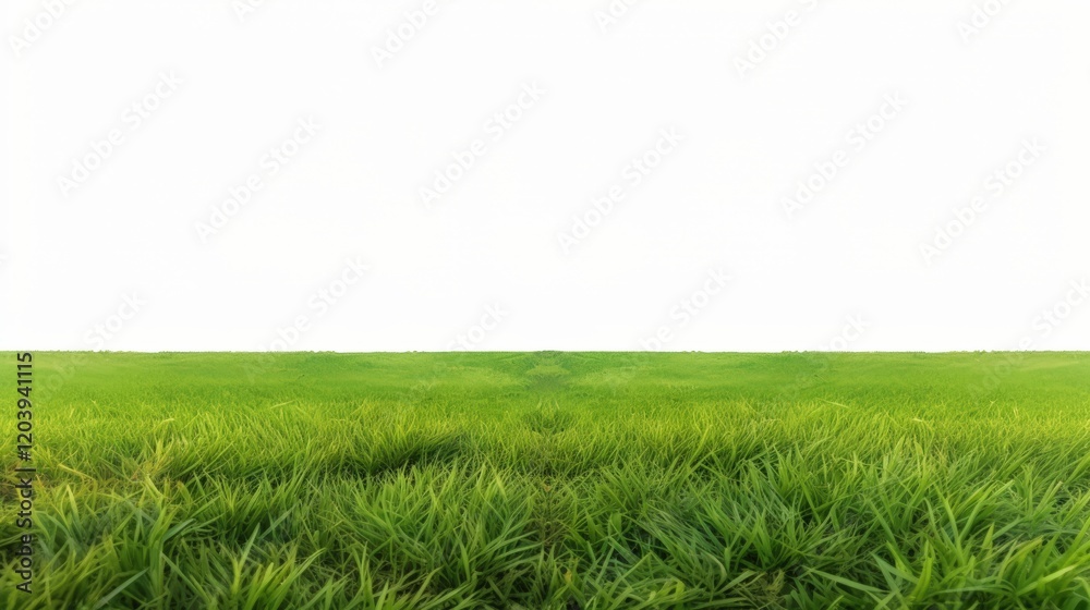 Fototapeta premium Isolated Green Grass Field Under Clear Sky with Soft Textures and Natural Light, Ideal for Backgrounds and Nature Themes