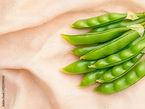 Fresh green peas harvest organic farm food photography natural setting close-up healthy eating photo