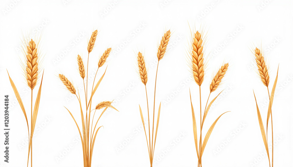 Wheat illustration in elegant lines with earthy tones, peaceful nature Wheat illustration in elegant lines with earthy tones, peaceful nature