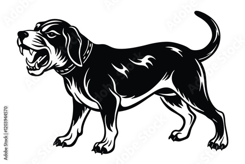 Beagle dog vector silhouette art illustration