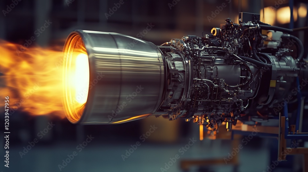 Fototapeta premium A helicopter engine undergoing rigorous aerospace testing.