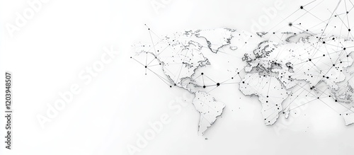 Global Network Connections Across the World Map