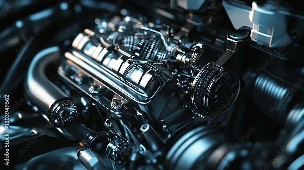 Fototapeta premium A turbocharged engine with advanced fuel-saving technology.
