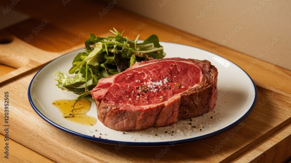 Delicious Grilled Steak Served with Fresh Salad Delicious Grilled Steak Served with Fresh Salad
