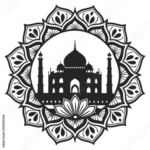 mandala Ramadan Kareem silhouette vector illustration