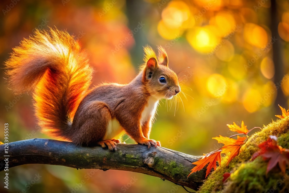 Red Squirrel in Motion Blur, Long Exposure Tree Photo Red Squirrel in Motion Blur, Long Exposure Tree Photo