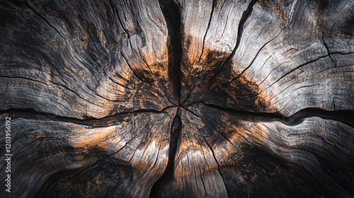 Close-Up of Wavy Wood Grain Patterns in Warm Earthy Tones photo