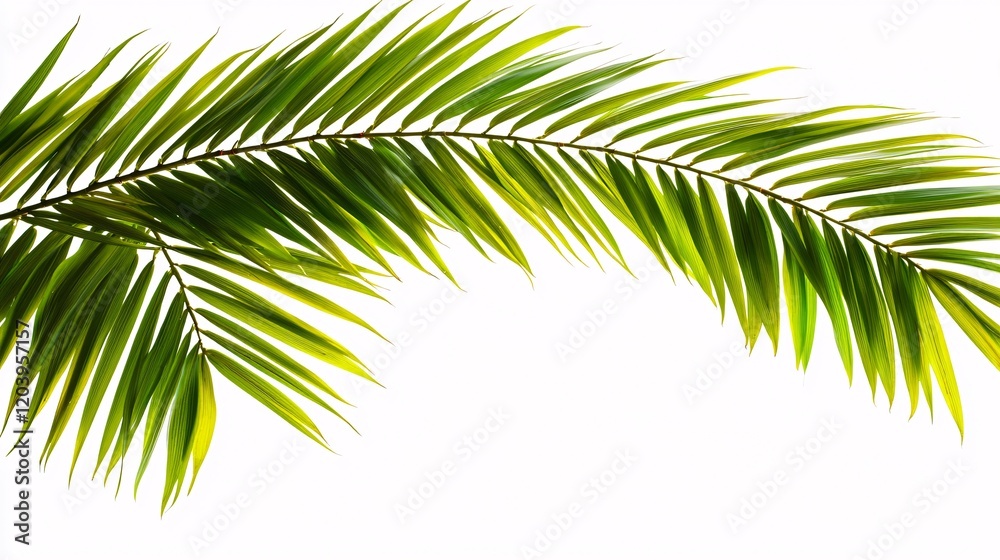 Fototapeta premium bamboo leaf arching naturally, with fine detail and soft shadows, isolated on a clean white background. Bamboo leaves 