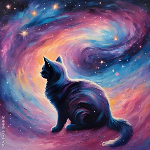 cat and the colorful galaxy 