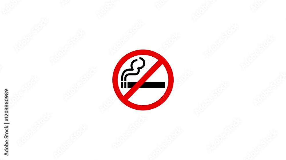 4K animation of NO SMOKING sign isolated on transparent background. 4K animation of NO SMOKING sign isolated on transparent background.