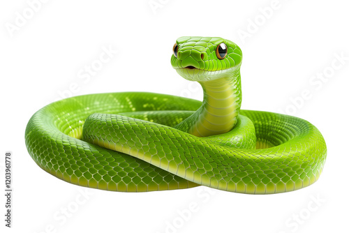 green snake on transparent background
