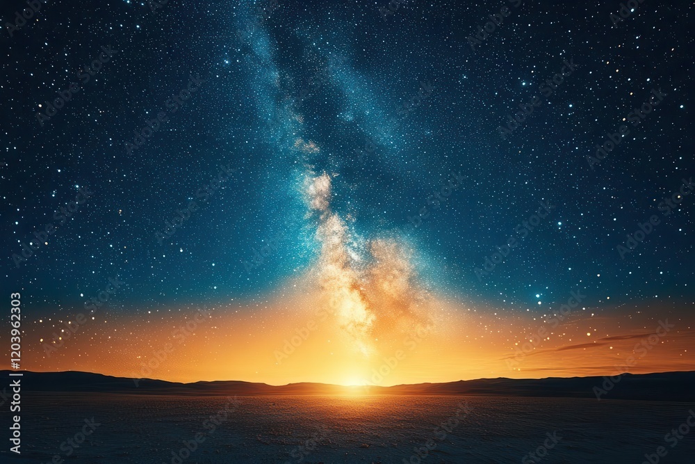 Naklejka premium a tranquil starry sky enveloped in warm tan hues creating a serene atmosphere perfect for reflecting on dreams and the mysteries of the universe