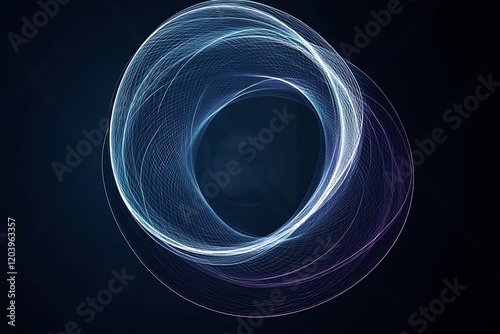 A blue, glowing line forming a circle on a black background.
