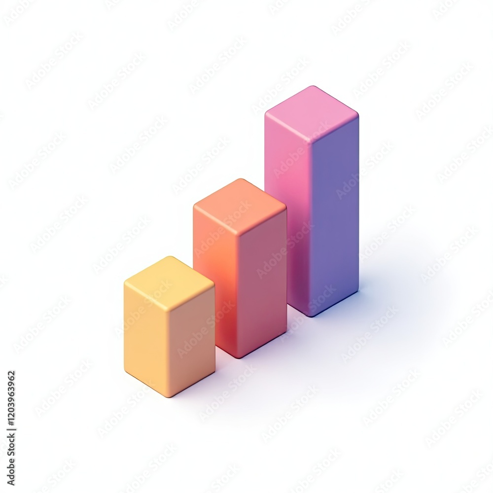 An isometric depiction coorful bar chart icon An isometric depiction coorful bar chart icon
