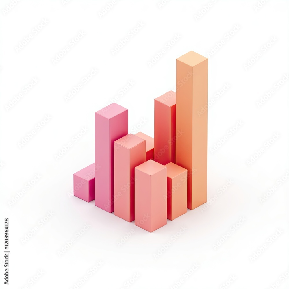 An isometric depiction coorful bar chart icon An isometric depiction coorful bar chart icon