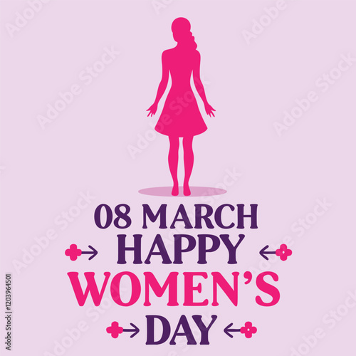 Celebrate International Women's Day on March 8th with this beautiful pink-themed design featuring a woman silhouette