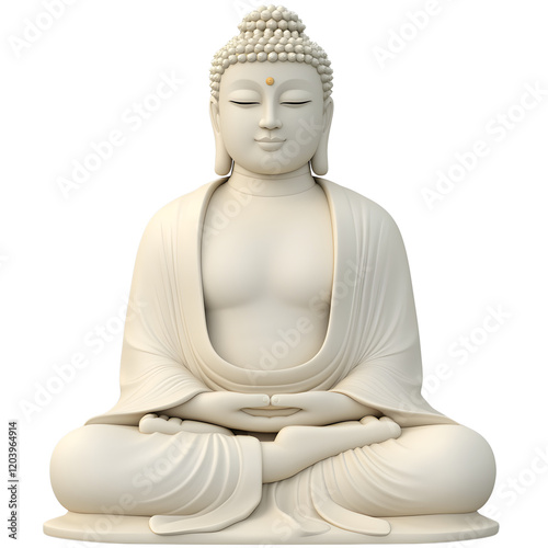 Peaceful Buddha statue in serene pose, meditating.  A symbol of tranquility and inner peace. photo